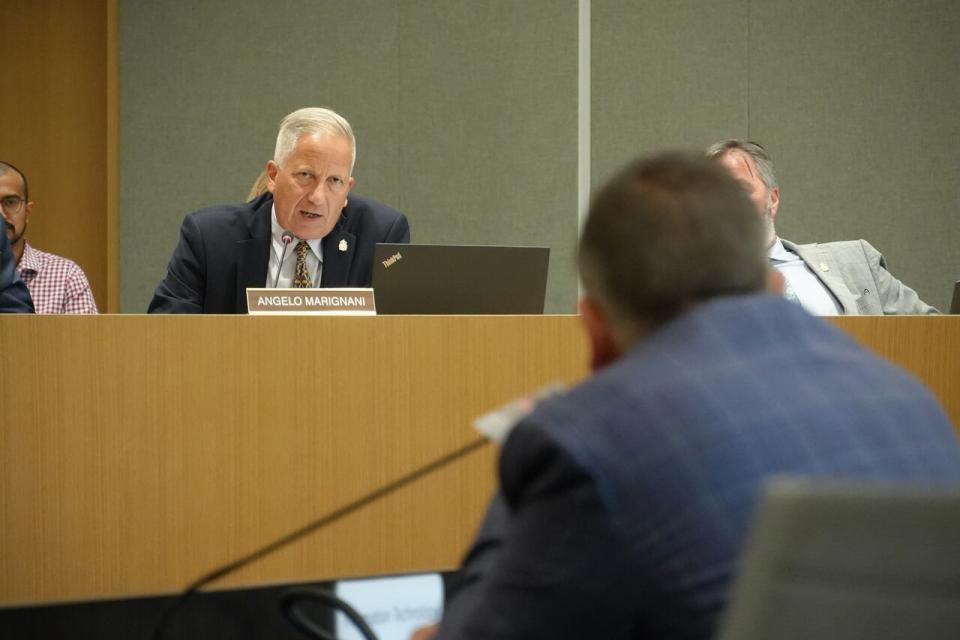 Ward 7 councilor Angelo Marignani asks questions of a consultant during a development committee meeting at city hall. 