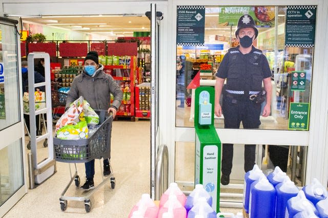 Face covering at a shop 