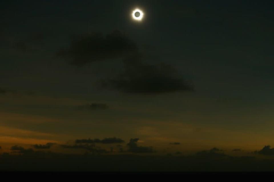 Totality is seen during the solar eclipse at Vlassof Cay in Palm Cove, Australia on November 14, 2012 in Cairns, Australia.