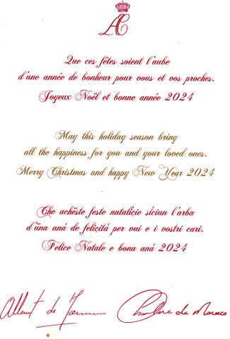 <p>Eric Mathon</p> Princess Charlene, Prince Jacques, Prince Albert and Princess Gabriella's Christmas card 2023