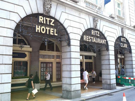 The Ritz Hotel in London, where Sir Frederick was allegedly bugged and secretly recorded (PA)