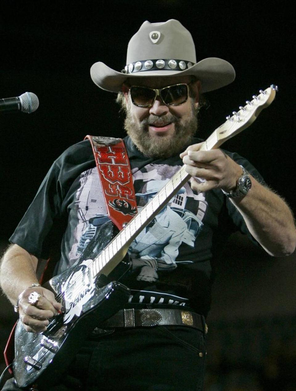 Hank Williams Jr., one of country music’s greatest stars — who managed to find his own niche while holding onto the memory of his late father Hank Williams — is shown here performing in 2009. He will play at the Ford Idaho Center Amphitheater in July.