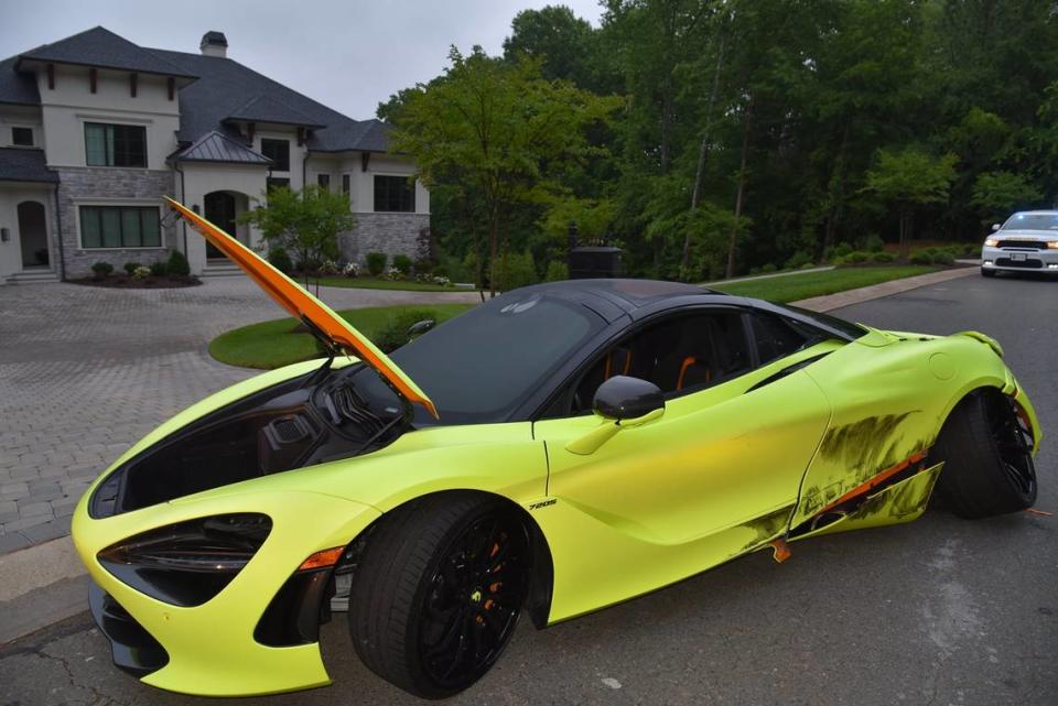 The McLaren 720S was found crashed in a gated Weddington community, officials say.