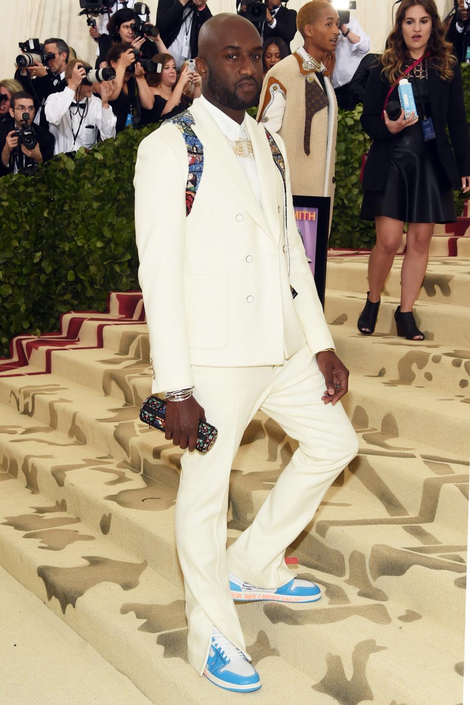 Virgil Abloh 
 in Louis Vuitton and Nike x Off-White sneakers