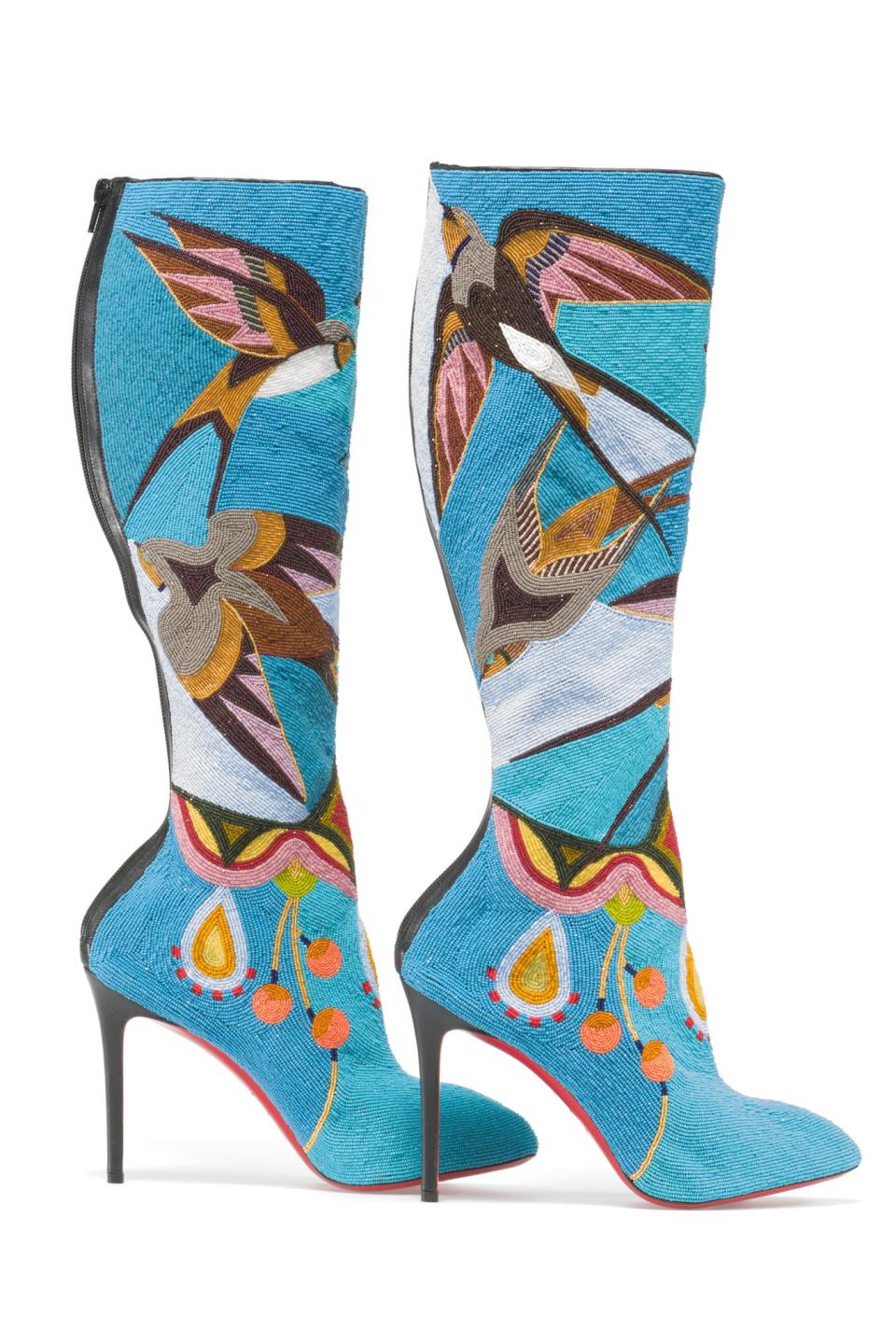Jamie Okuma's swallows and rosehips beaded boots