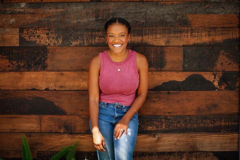 Burbank, CA - September 13: Voice actor Queen Noveen poses for a portrait outside of Dave at Dave Recording Studios on Wednesday, Sept. 13, 2023 in Burbank, CA. (Jason Armond / Los Angeles Times)