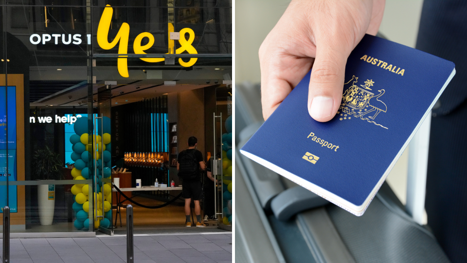 Optus store and Australian passport