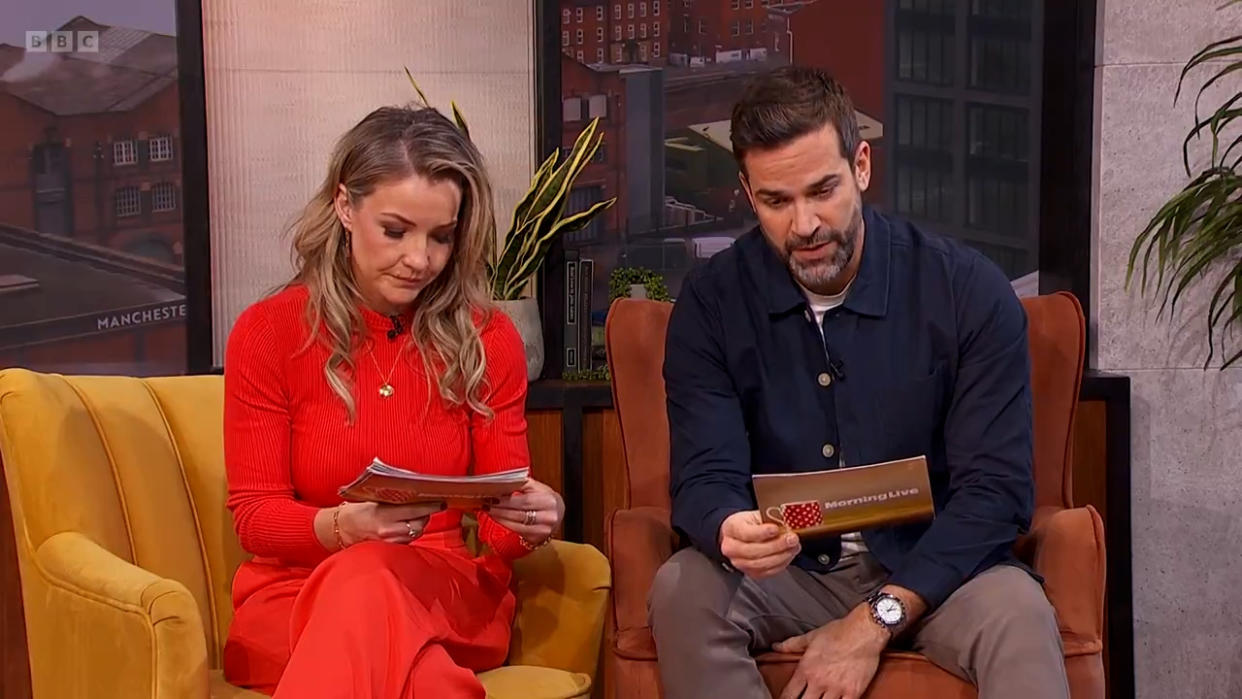 Helen Skelton reads emotional tribute on Morning Live. (BBC screengrab)