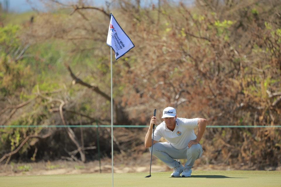 Patton Kizzire of the United States lines up a putt on the sixth green during the second round of the World Wide Technology Championship at El Cardonal at Diamante on November 03, 2023 in Cabo San Lucas, Baja California Sur, Mexico. (Photo by Hector Vivas/Getty Images)