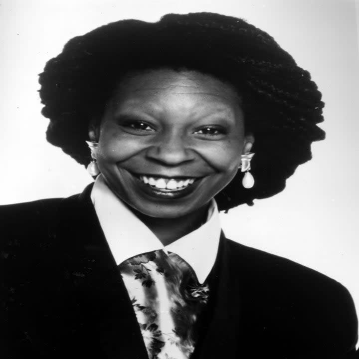 African American comedian and actress Whoopi Goldberg smiles for the camera, 1980