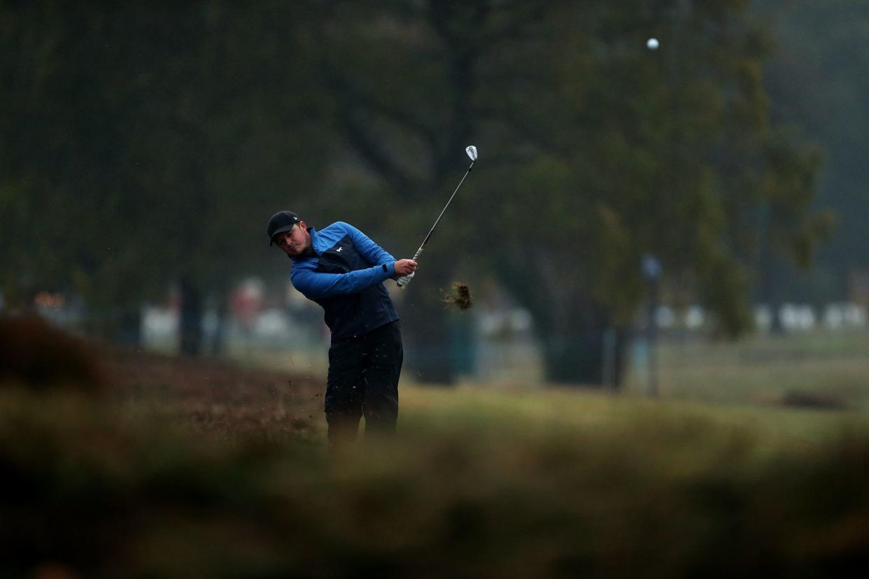 Victory charge: Eddie Pepperell on his way to win on Sunday: PA