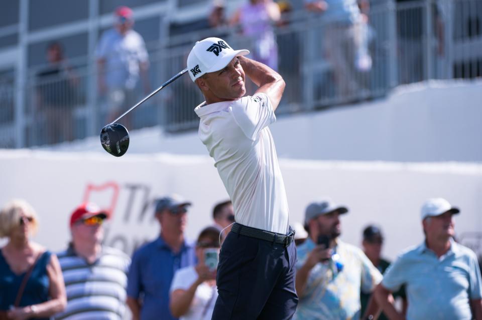 Eric Cole tees off from the 10th tee during the second round of the Honda Classic at PGA National Resort & Spa on Friday, February 24, 2023, in Palm Beach Gardens, FL.