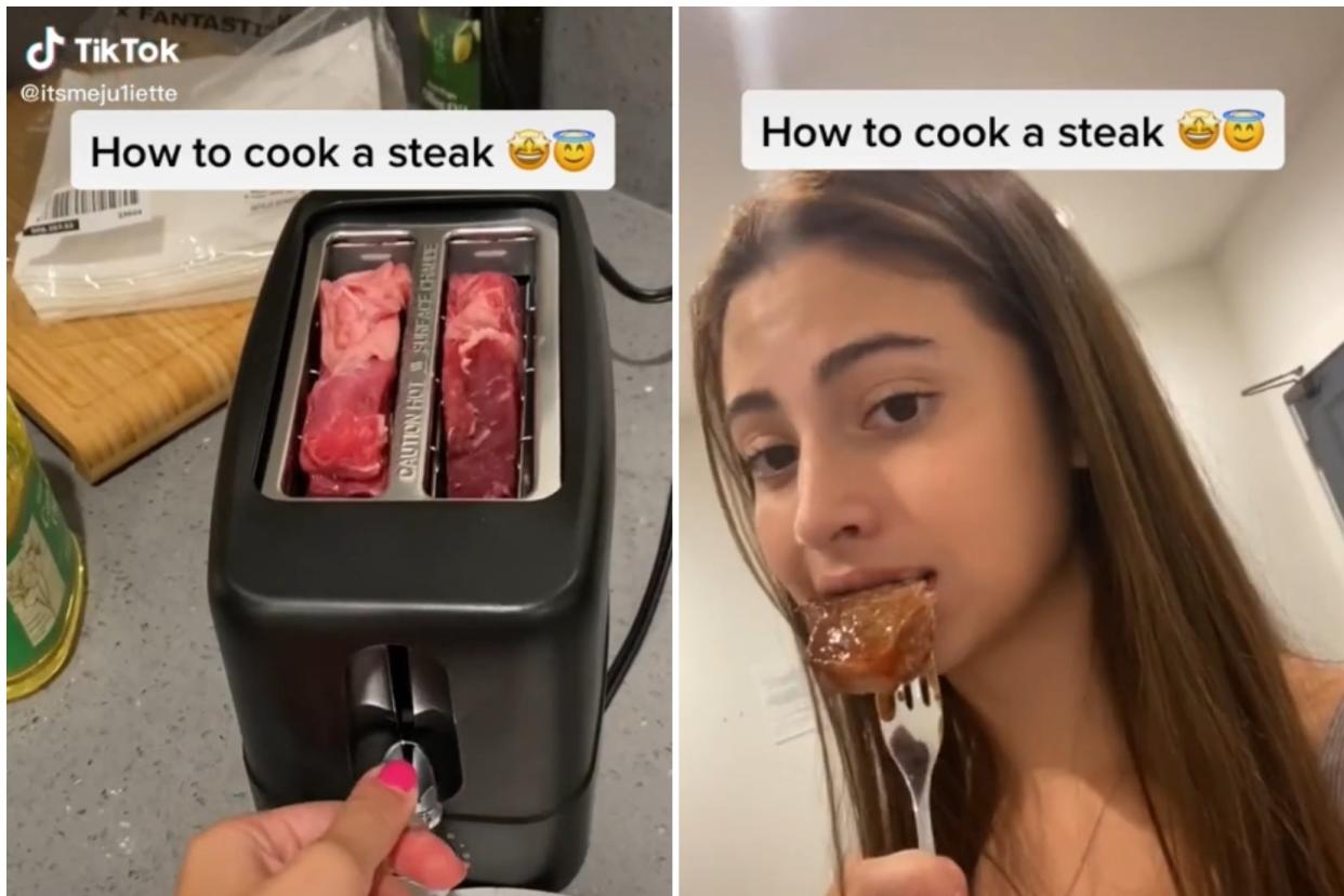 <p>Social media users were confused by Juliette’s cooking method</p> (@itsmeju1liette)
