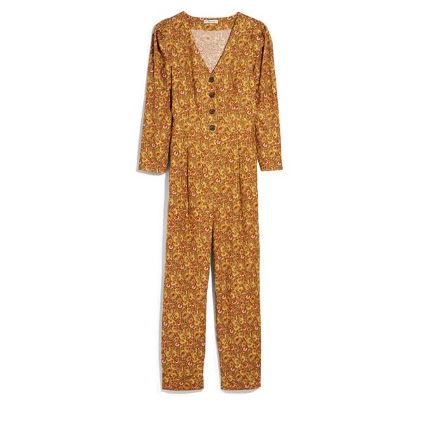 Madewell Mumbai Floral Print Corduroy Puff-Sleeve Jumpsuit