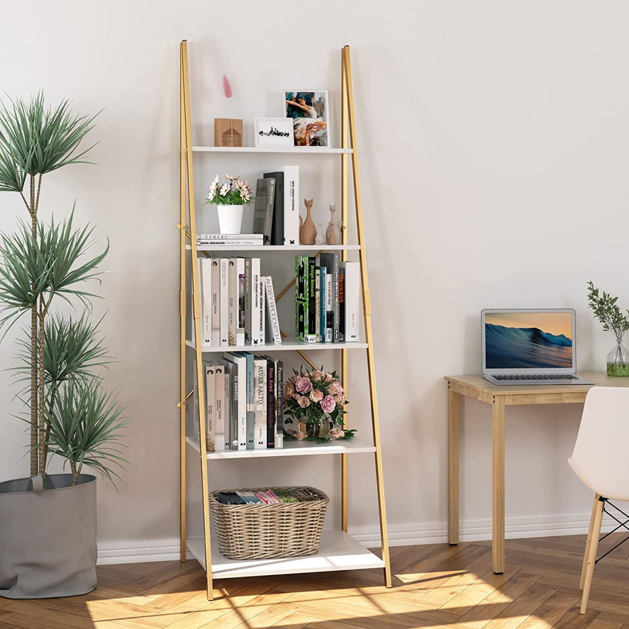 <p><a href="https://go.redirectingat.com?id=74968X1596630&url=https%3A%2F%2Fwww.walmart.com%2Fip%2FHomfa-Ladder-Shelf-5-Tier-Modern-Bookcase-Multifunctional-Bookshelf-Storage-Rack-Plant-Flower-Stand-Gold-and-White%2F747990855&sref=https%3A%2F%2Fwww.goodhousekeeping.com%2Fhome-products%2Fg43907837%2Fbest-furniture-walmart%2F" rel="nofollow noopener" target="_blank" data-ylk="slk:Shop Now;elm:context_link;itc:0;sec:content-canvas" class="link rapid-noclick-resp">Shop Now</a></p><p>Five-Tier Ladder Bookcase </p><p>walmart.com</p><p>$75.99</p>