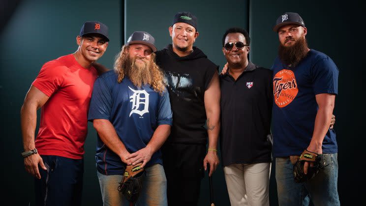 Miguel Cabrera, Pedro Martinez and Carlos Pena with the 