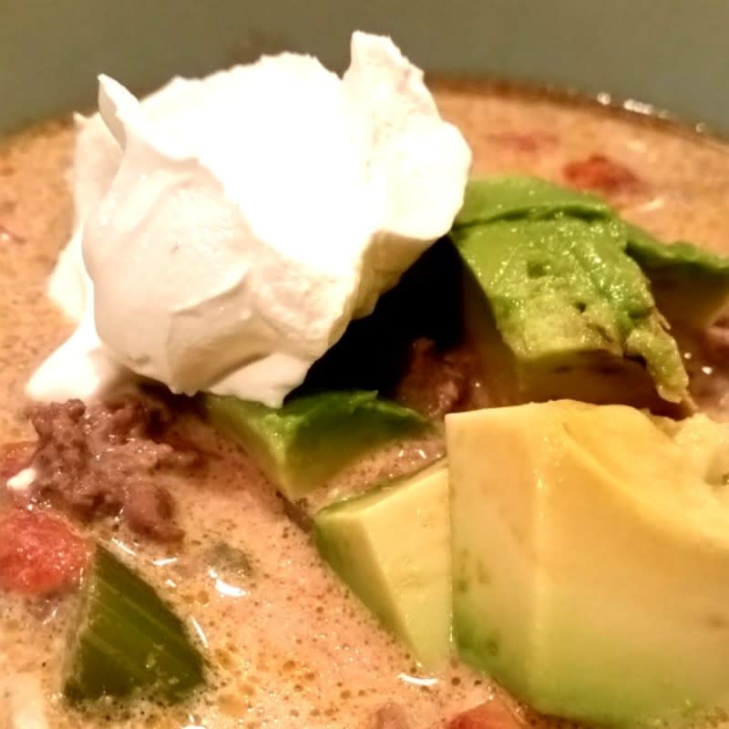 <p>This easy soup can be made in one pot in under 20 minutes! It’s also low carb, so that’s a win-win.</p><p><strong>Get the recipe:</strong><a href="https://mooreorlesscooking.com/2016/01/22/creamy-south-western-taco-soup/" rel="nofollow noopener" target="_blank" data-ylk="slk:Creamy Southwestern Taco Soup;elm:context_link;itc:0;sec:content-canvas" class="link ">Creamy Southwestern Taco Soup</a></p>