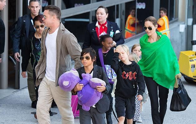 Brad and Ange with their kids. Source: Getty Images.