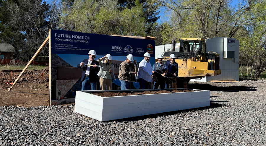 Stakeholders in Zion Canyon Hot Springs take part in a groundbreaking ceremony on March 25, 2024. (credit: KTVX/Garrett James)