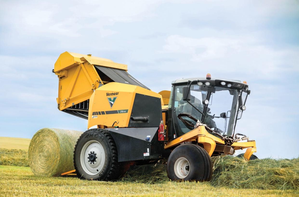 The self propelled baler manufactured by Vermeer Corp. in Pella is one of eight products left in the Coolest Thing Made in Iowa contest.