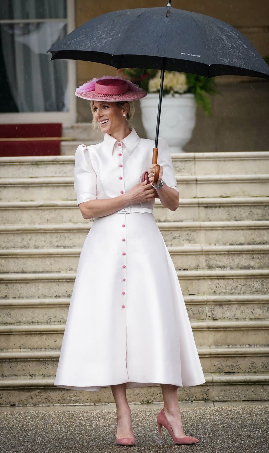 zara tindall arrives to attend the sovereigns garden party, at buckingham palace, central london, on may 21, 2024 photo by yui mok pool afp photo by yui mokpoolafp via getty images