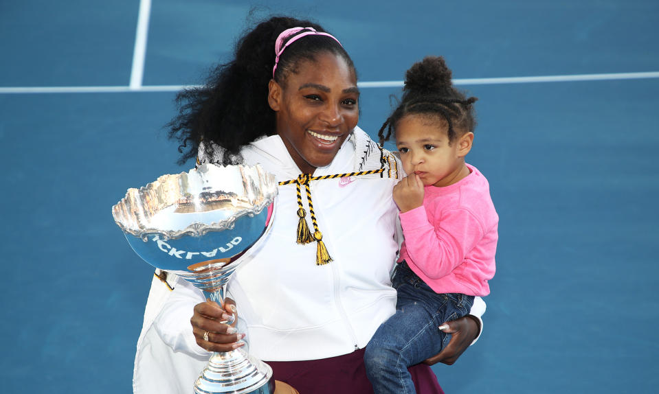 Serena Williams holds her daughter Alexis Olympia  (Phil Walter / Getty Images)