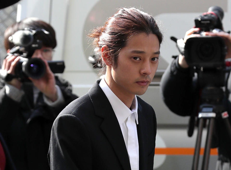 Jung Joon-young pictured outside of a Seoul police station.