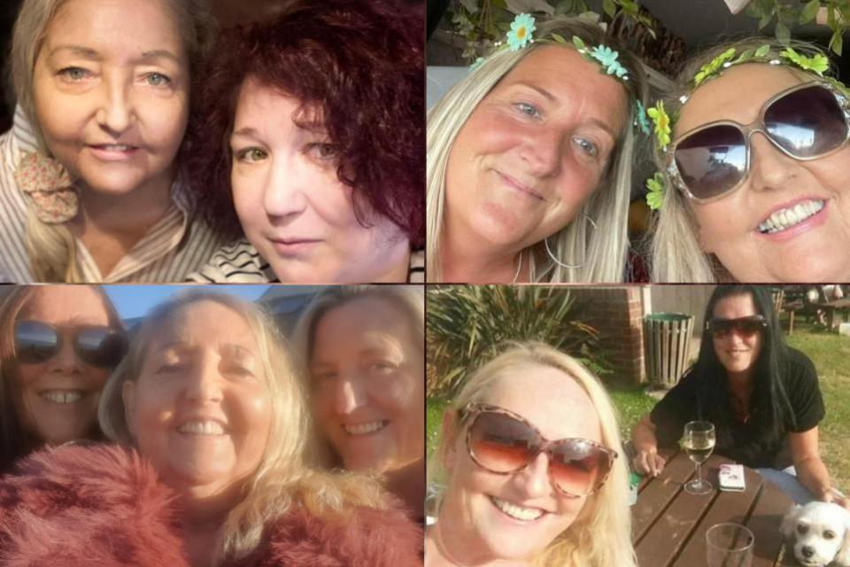 Dorset Echo: Top left: Sheryl and Dawn; top right: Sheryl and Tracey; bottom left Bee, Sheryl and Tracey and bottom right: Sheryl, Jo and Suki, Sheryl's beloved dog