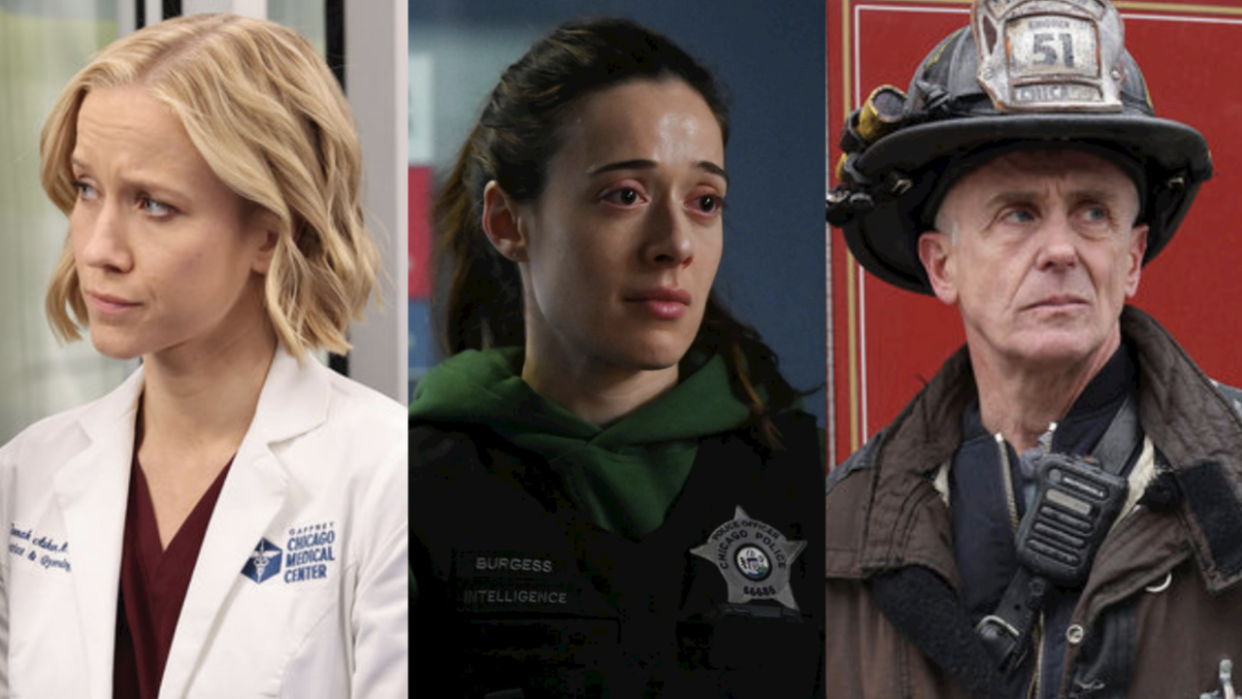  Chicago Med's Hannah, Chicago P.D.'s Burgess, and Chicago Fire's Herrmann. 