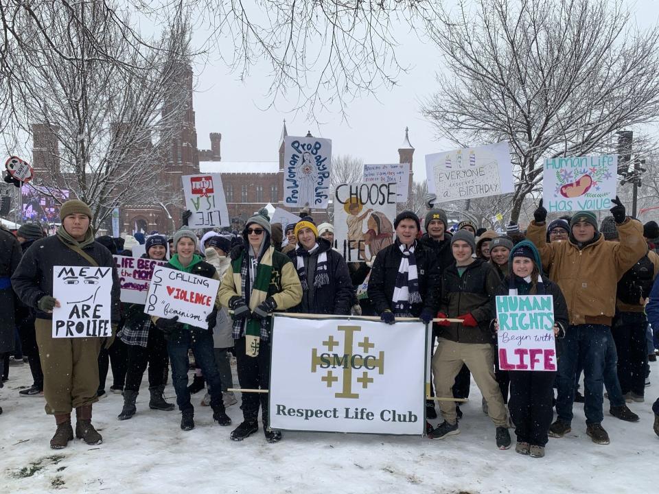 St. Mary Catholic Central High School students are shown at the March for Life Rally on the National Mall before the start of the National March for Life.