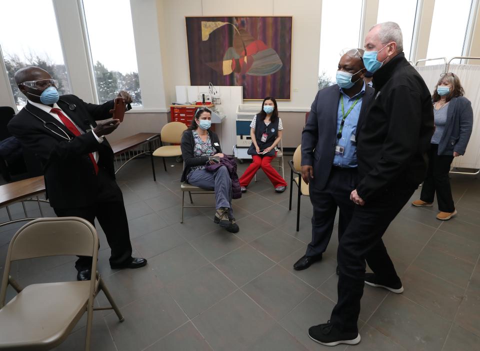 Gov. Phil Murphy visited the Matheny Medical and Educational Center in Peapack in 2021. Murphy pumped $1.4 billion into group homes and other services for people with developmental disabilities in the past two years, but the community says more is needed.