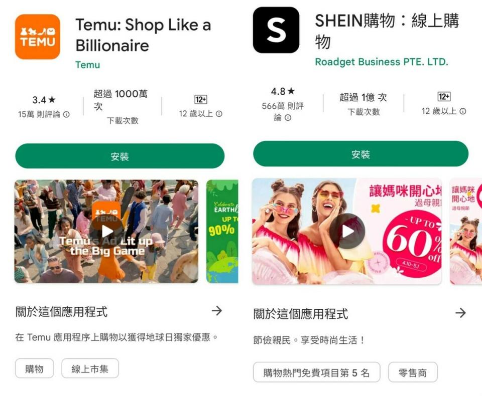 Temu 和 Shein 雖以極低價格而大受歡迎，但該情況是成立在中國進行知識產權盜竊、貿易剝削、及使用強迫勞動等行為。   圖：翻攝自官方a