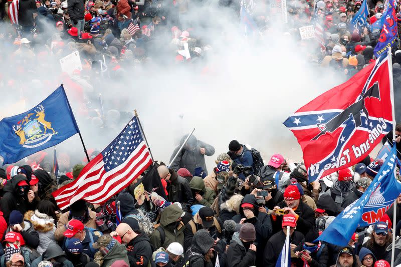 FILE PHOTO: Supporters of U.S. President Donald Trump gather in Washington