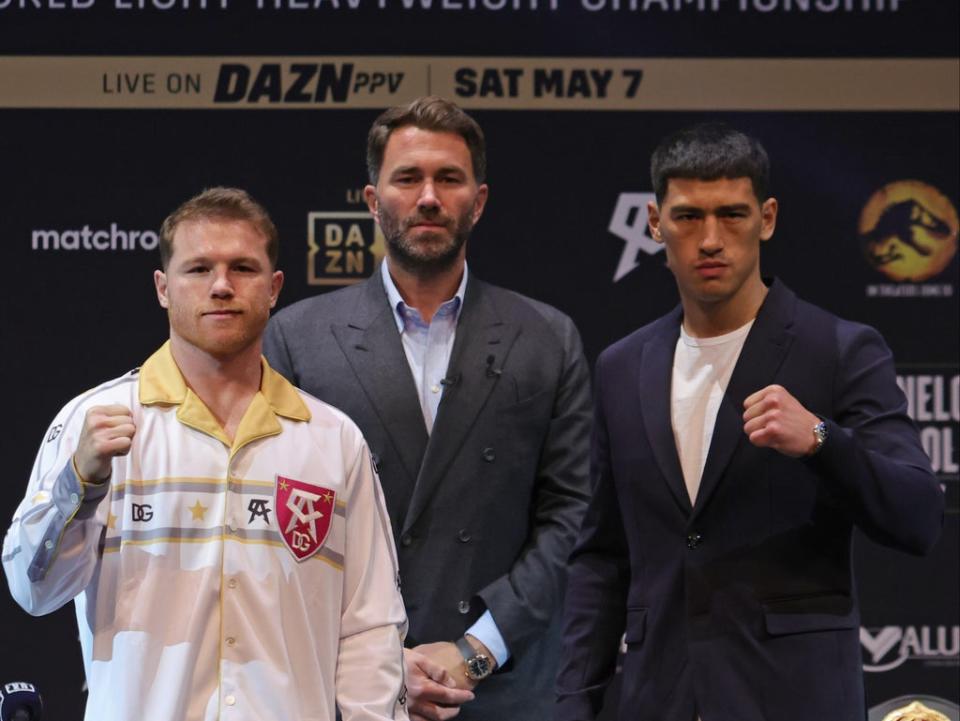 Saul ‘Canelo’ Alvarez (left) challenges Dmitry Bivol for light-heavyweight gold (Getty Images)