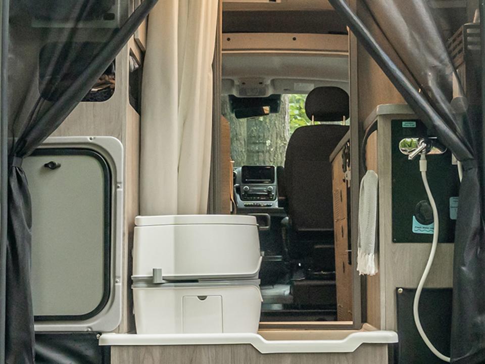 The rear of the Winnebago Solis Pocket 36B