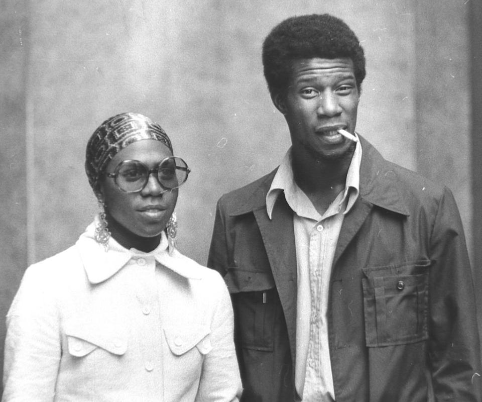 Black Panther party members Afeni Shakur (Tupac’s mother) and Richard Moore, 1970. (Photo by Frank Hurley/NY Daily News Archive via Getty Images)