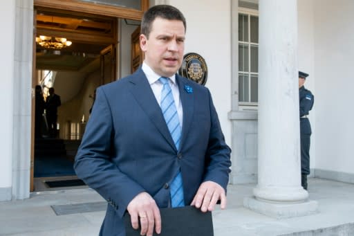 Juri Ratas (Center Party) leaves the venue after being reappointed as Prime Minister of Estonia in Tallinn, Estonia