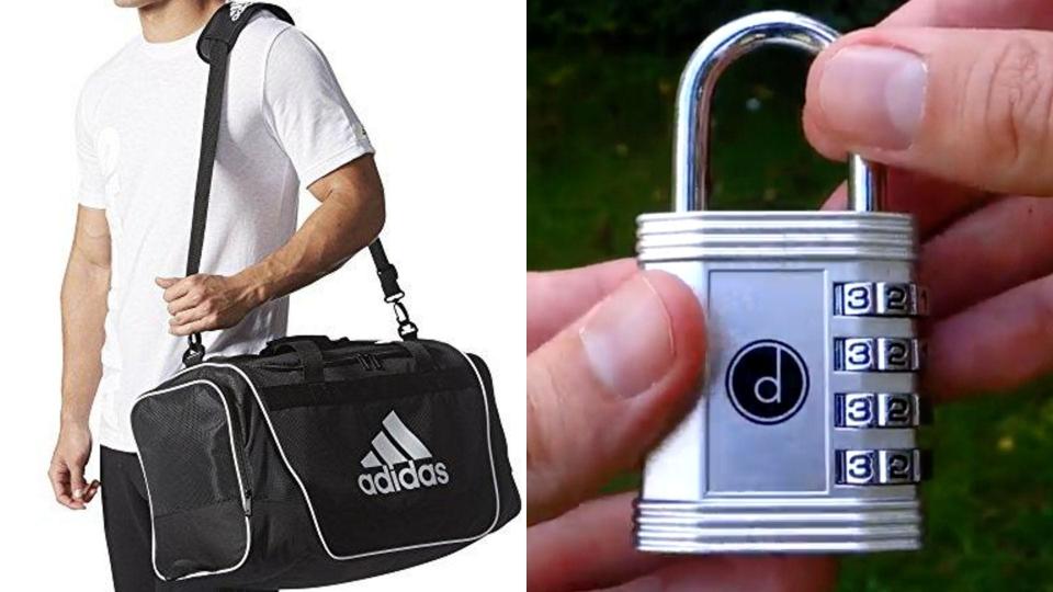 Best health and fitness gifts 2021: Adidas Defender Duffel Bag and Desired Tools 4 Digit Combination Padlock