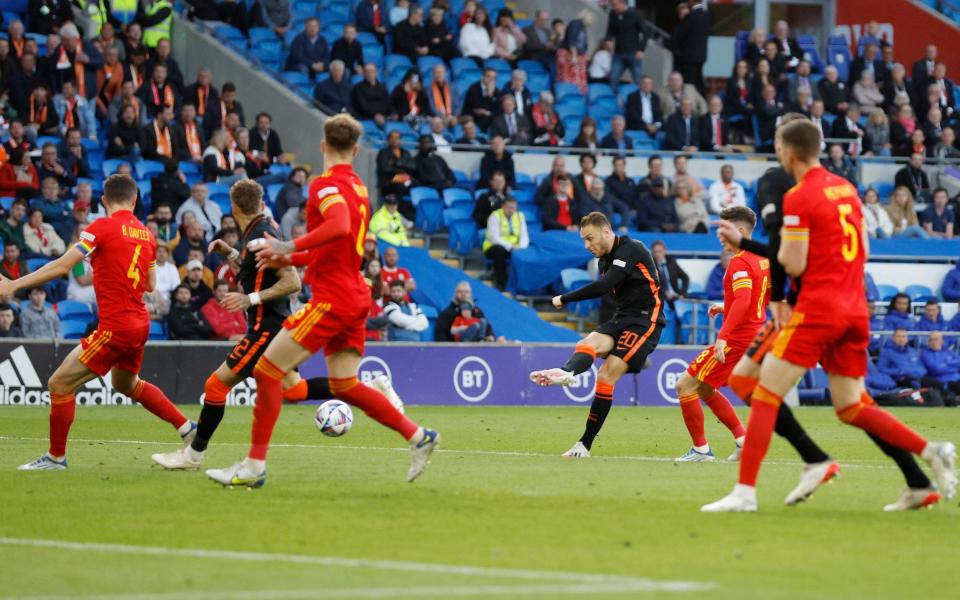 Netherlands' Teun Koopmeiners scores their first goal - Reuters