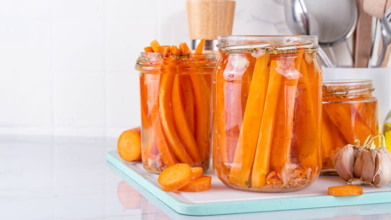 pickled carrots in jars