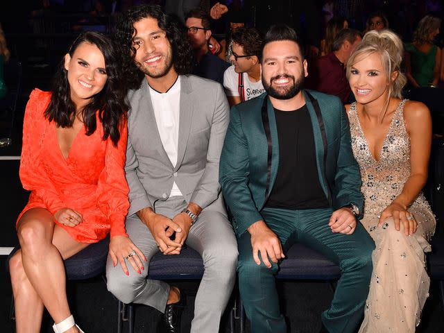 <p>Jeff Kravitz/FilmMagic</p> Abby Smyers, Dan Smyers, Shay Mooney and Hannah Billingsley attend the CMT Music Awards in June 2019 in Nashville, Tennessee