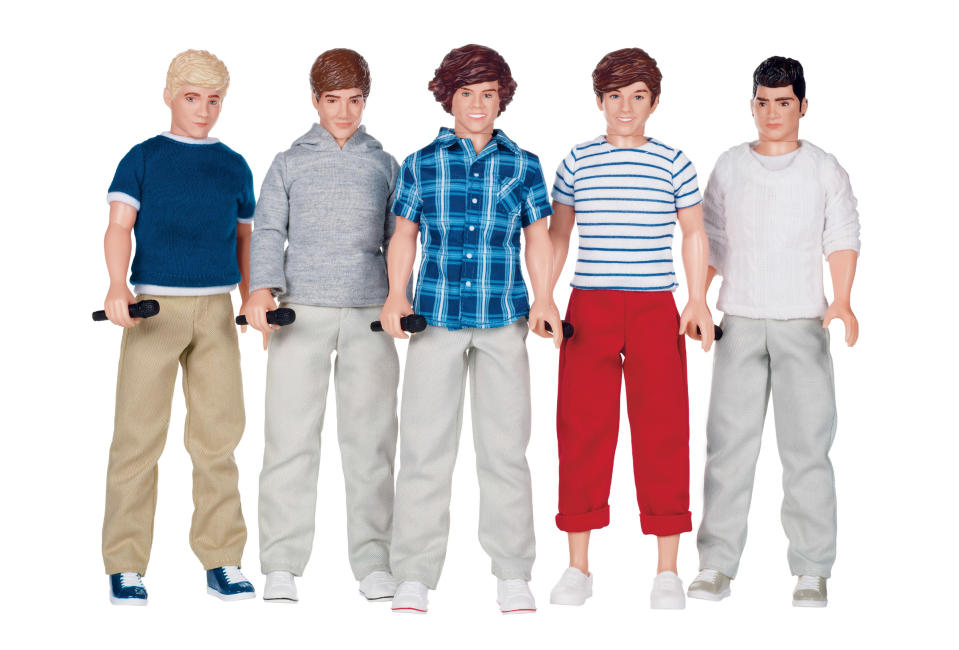 This undated product image provided by Toys R Us shows One Direction collector dolls by Hasbro, an item on Toys R Us' "Hot Toy" list. Toys R Us, a Wayne, N.J.-based retailer is introducing a “hot toy” reservation program beginning Wednesday, Sept. 18, 2012. Under the system, Toys R Us will offer parents the opportunity to reserve the 50 toys on its “hot toy” list. (AP Photo/Toys R Us)