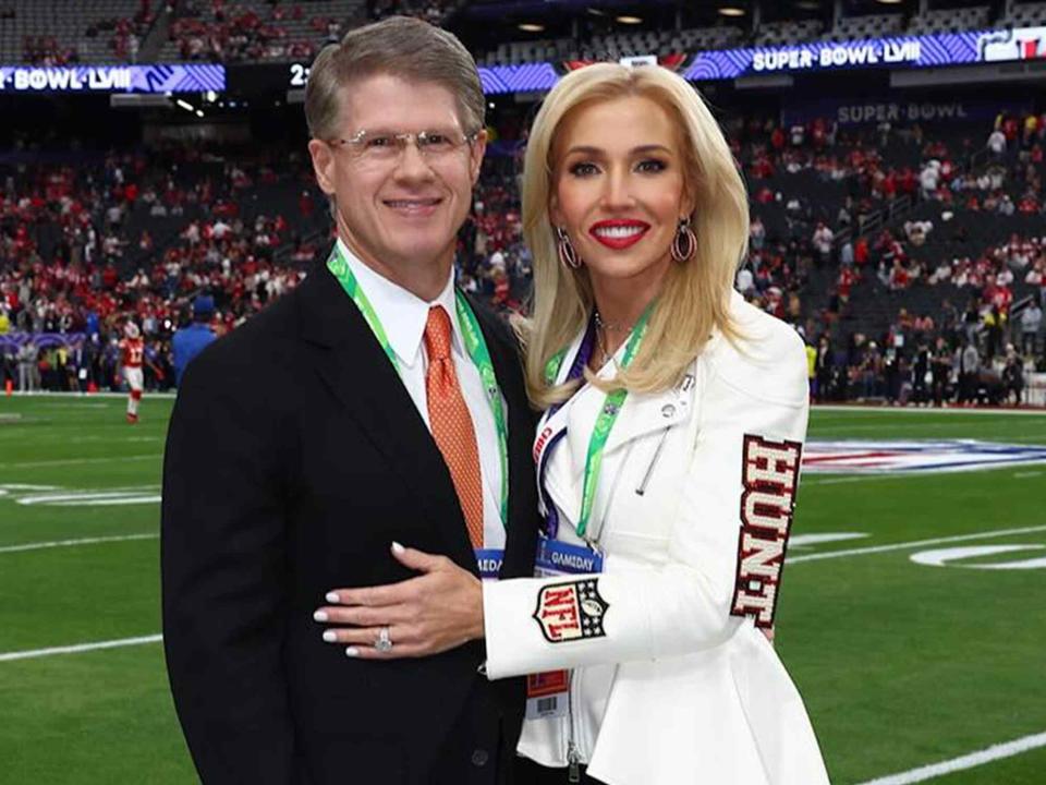 <p>Tavia Hunt Instagram</p> Clark Hunt and Tavia Hunt during Super Bowl weekend in Las Vegas, Nevada in February 2024.