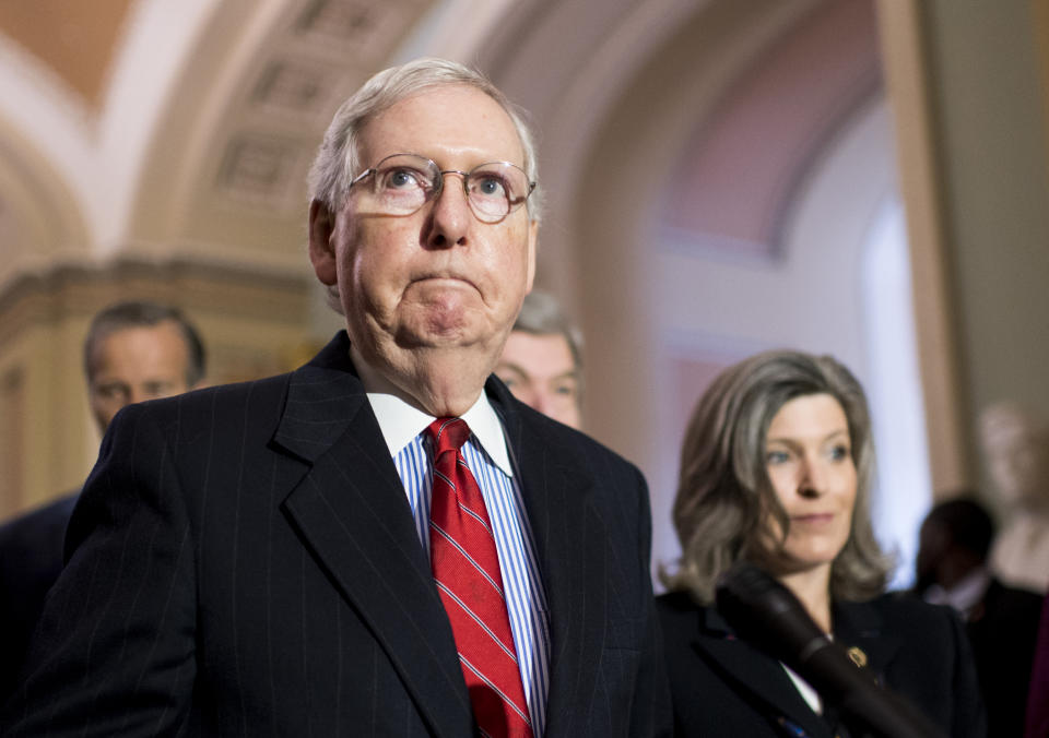 A potential rival to Mitch McConnell's senate seat was taken off the air from his job as a sports radio host. (Bill Clark/Getty)