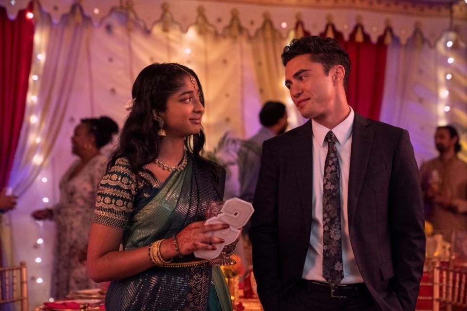 Never Have I Ever. (L to R) Maitreyi Ramakrishnan as Devi, Darren Barnet as Paxton Hall-Yoshida in episode 410 of Never Have I Ever. Cr. Jessica Brooks/Netflix © 2023