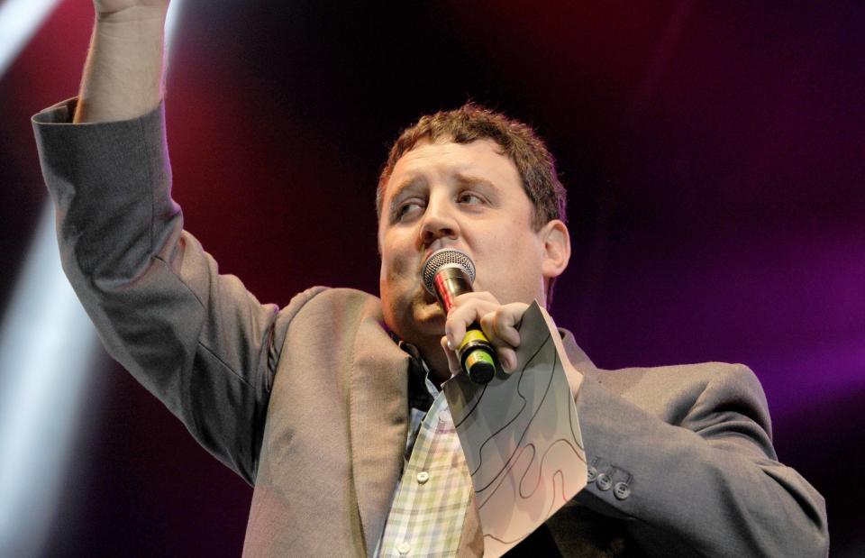 Peter Kay turning on Blackpool Illuminations in 2014. (Credit: REX)