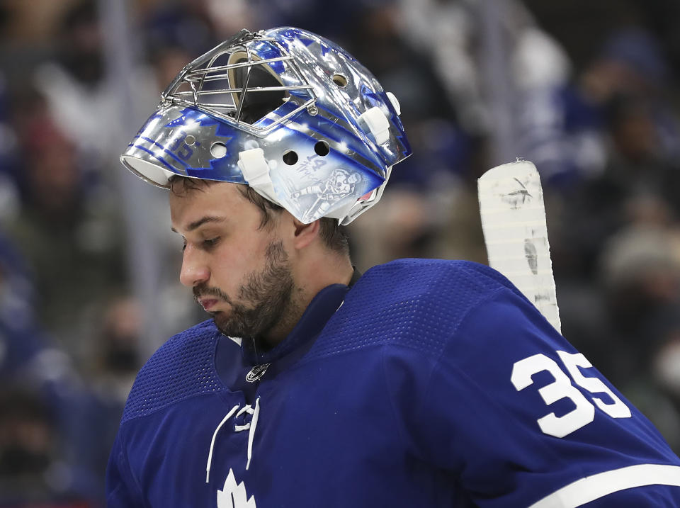 Petr Mrazek had a rough time as a Leafs goalie. (Richard Lautens/Toronto Star via Getty Images)