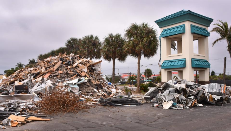 Demolition of the former International Palms Resort off State Road A1A in Cocoa Beach is about 75% complete. A 502-room Westin Cocoa Beach Resort & Spa will be built on that site.