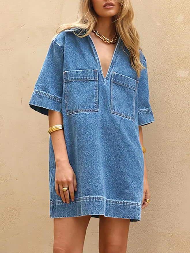 denim mini dress