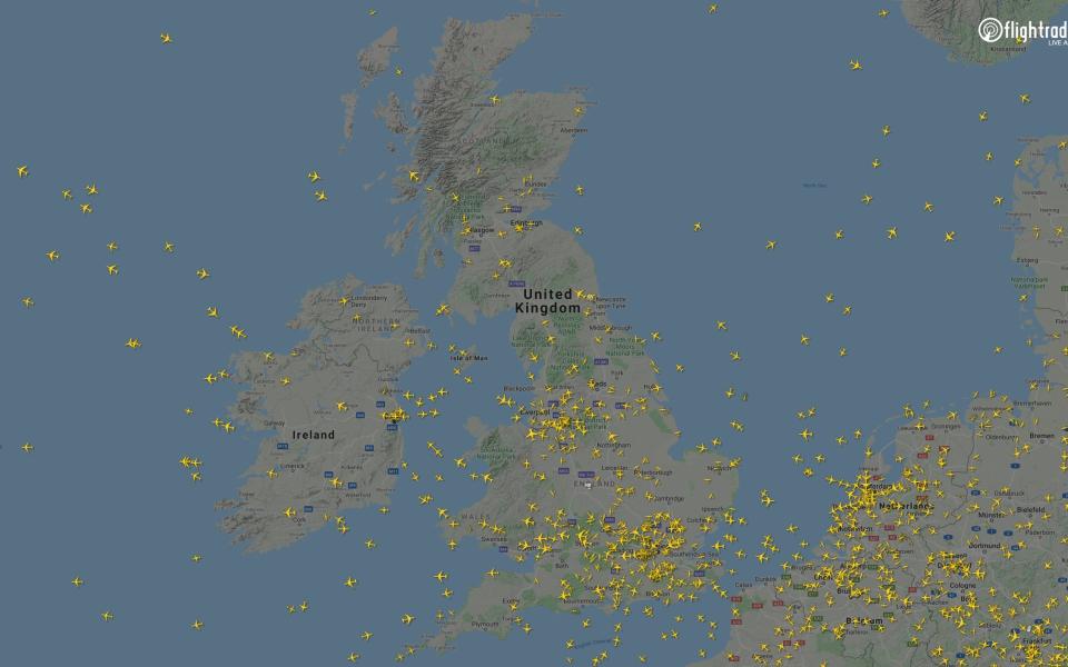 The skies above Britain on March 30, 2019